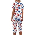 thumbnail image 5 of 4th of July Soft Pajama Set for Women Red Blue and White Stars Nightwear Sets Short Sleeve Shirts Capri Pants Pjs Set, 5 of 6