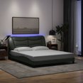 thumbnail image 2 of vidaXL Bed Frame with LED Lights Dark Grey 152x203 cm Fabric, 2 of 5