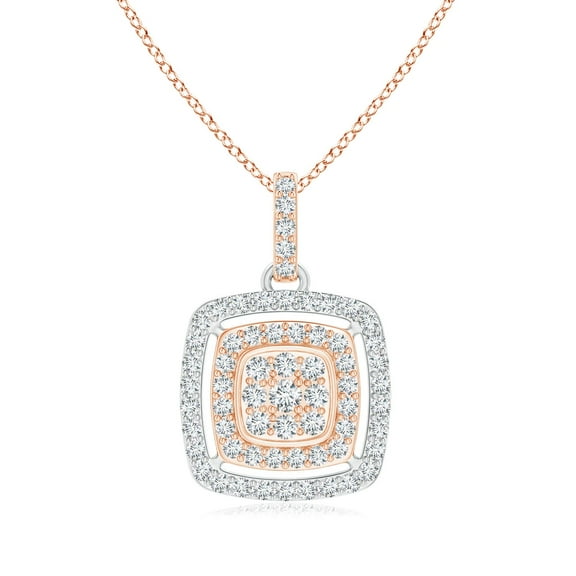 ANGARA Natural 0.02 Ct. Diamond Halo Pendant Necklace in 14K Rose & White Gold for Women with 18 Inch Chain
