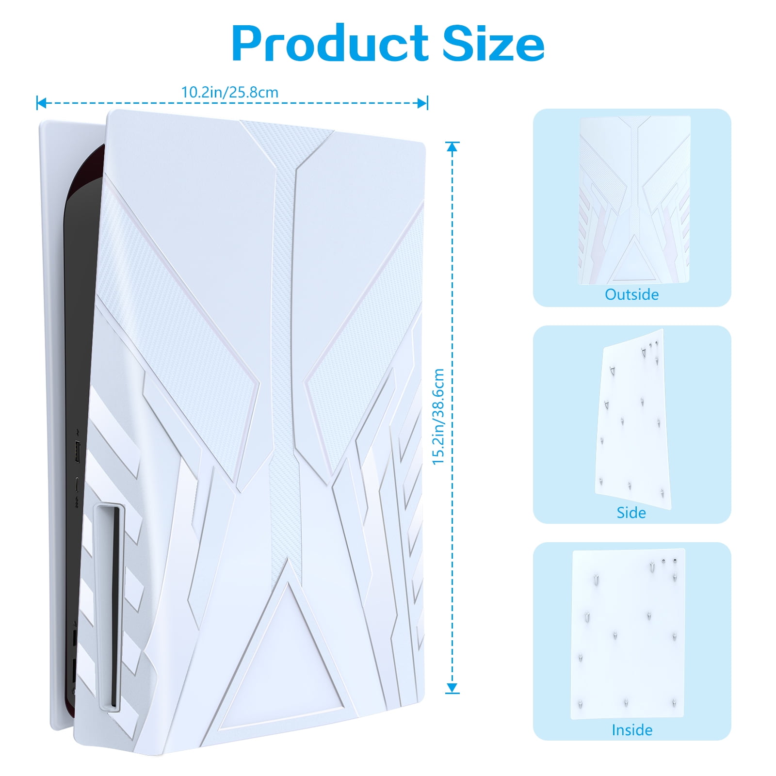 HEYSTOP PS5 plates for PS5 Accessories,Hard Shockproof Cover PS5 Skins Shell Panels,Anti-Scratch Dustproof Face Plates Replacement Accessories for Playstation 5 Disc Edition,white