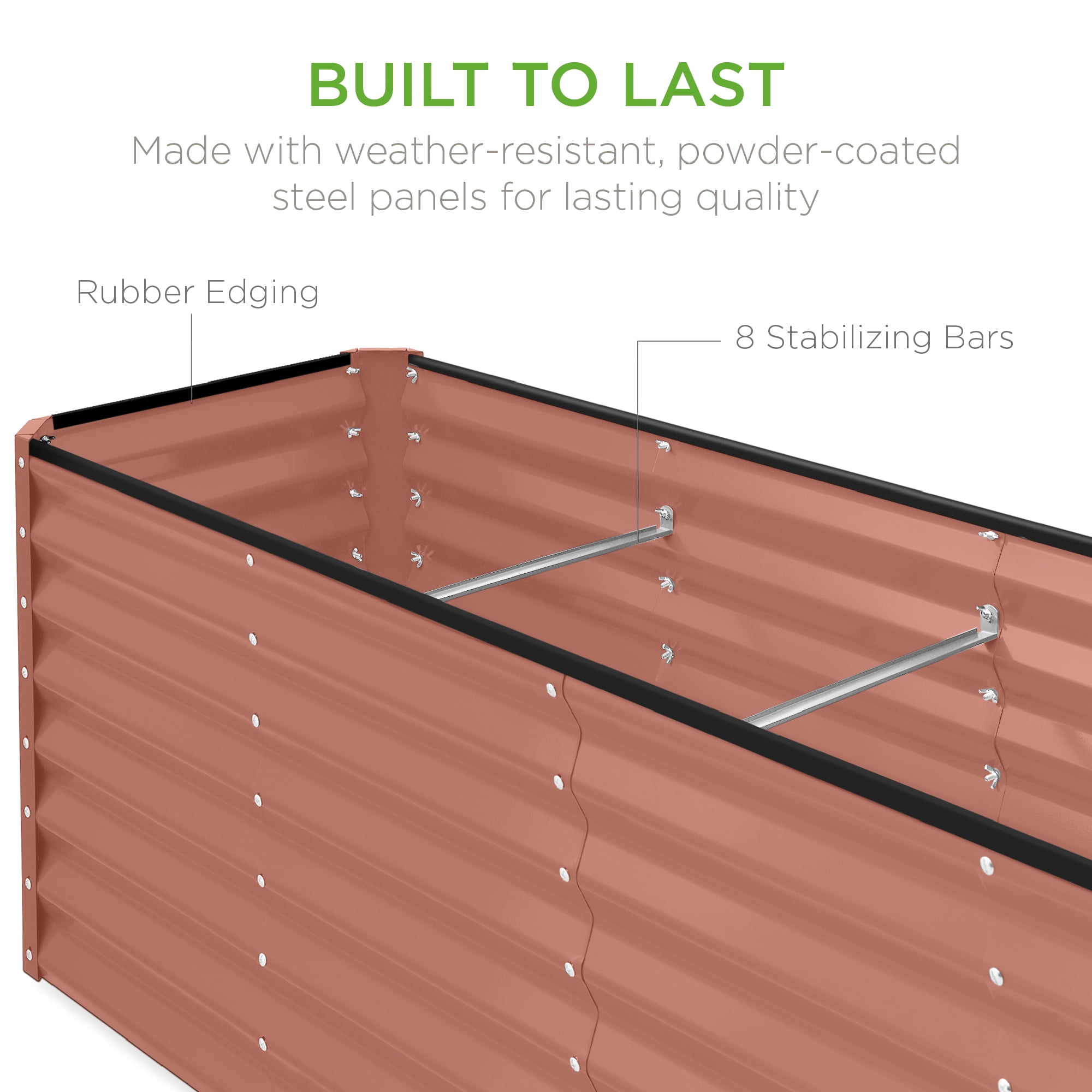 Best Choice Products 8x2x2ft Raised Metal Outdoor Garden Bed for Flowers Vegetables Herbs - Terracotta