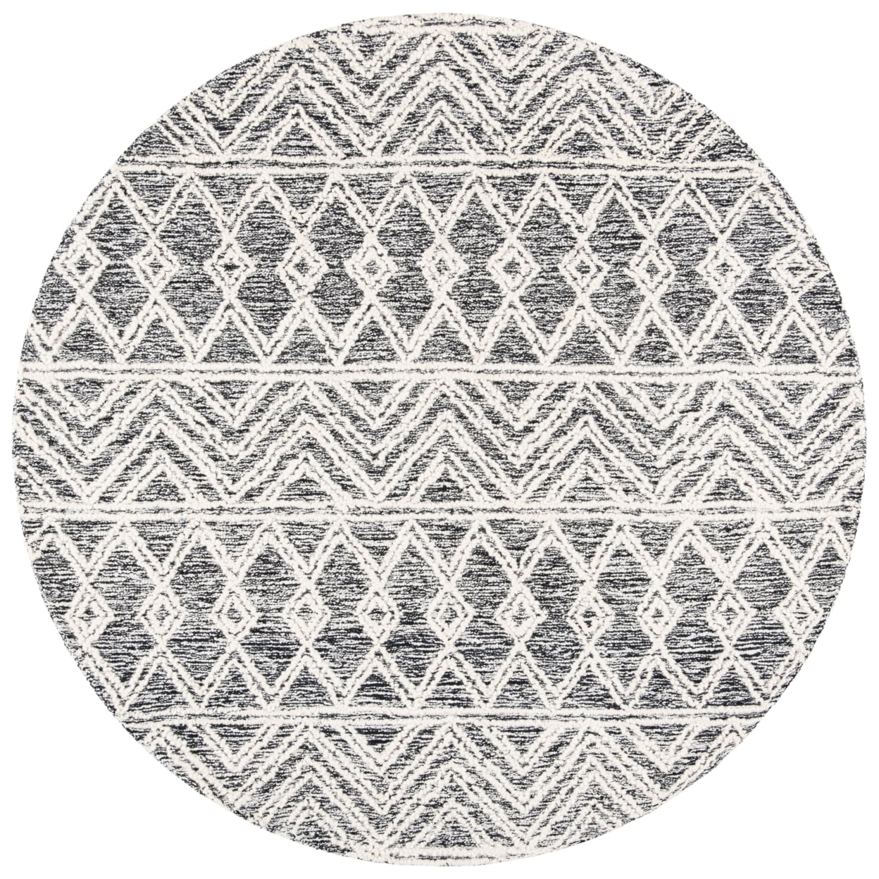 SAFAVIEH Micro-Loop Brayden Geometric Area Rug, Ivory/Black, 3' x 5'