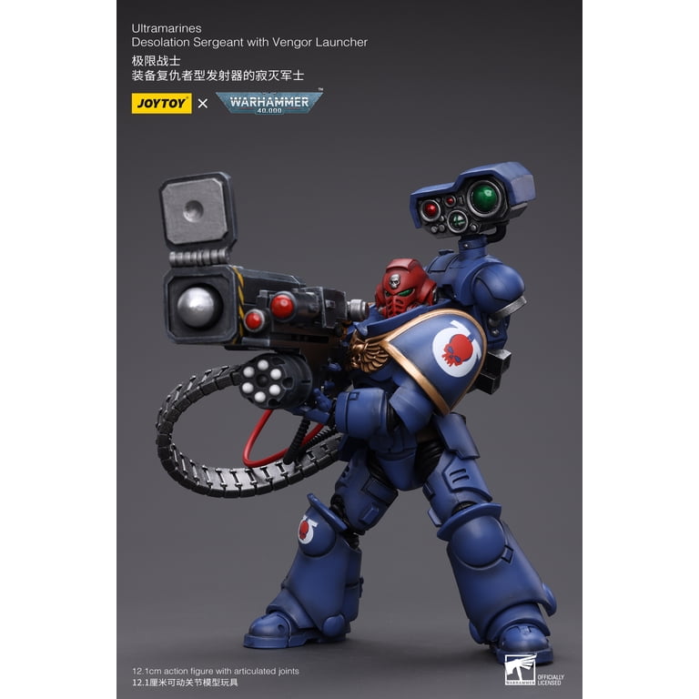 JoyToy Warhammer 40K Ultramarines Desolation Sergeant Action Figure - 1:18 Scale With Vengor Launcher & Display Base