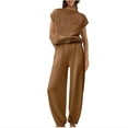 thumbnail image 1 of Birdeem Ensemble Haut à Manches Courtes Col Rond avec Poche et Pantalon Décontracté pour Femmes, 1 of 1