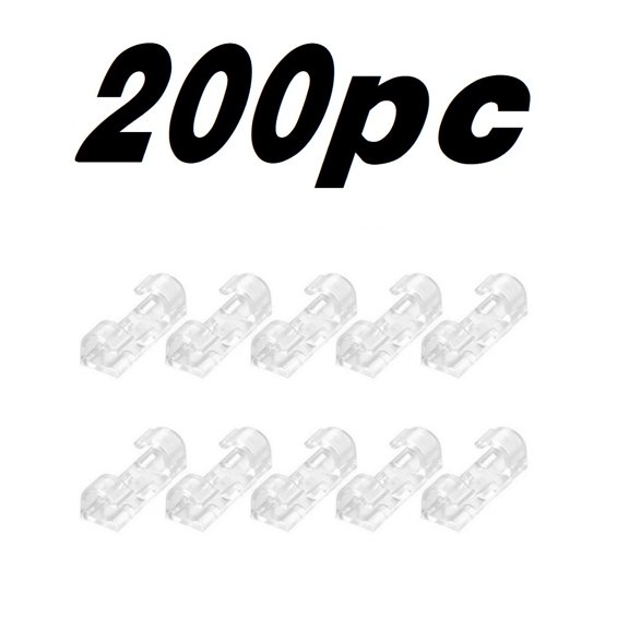 HOARBOEG 200pc Self Adhesive Cable Management Clips Desktop Cable Organizer Fixing Clamp Transparent