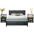 thumbnail image 2 of VECELO 3-Piece Bedroom Set Includes Full Platform Bed Frame and Nightstands with 2-Drawer, Black, 2 of 9