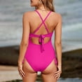 thumbnail image 4 of VJATTWR Womens Bathing Suits Women's Ribbed Swimsuit High Cut Bathing Suit V Neck Monikini, 4 of 9