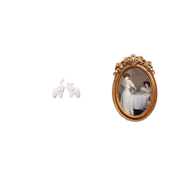 Figuras De Elefantes Y Marco De Fotos De Resina Ornamentado Para Decoración De Mesa, Ideal Para Oficina, Dormitorio O Entrada.