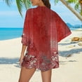 thumbnail image 5 of Hauts d'Été pour Femmes, Cardigans 2024, Blouses Décontractées Élégantes, Blouse Ample à Manches Trois-Quarts Imprimée Florale, Mode Cardigan Rouge, 5 of 5