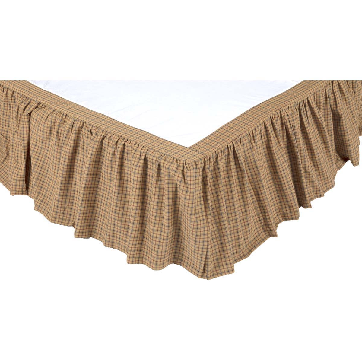 VHC Brands Millsboro Queen Bed Skirt 60x80x16 Country Rustic Bedding Accessory, Tan