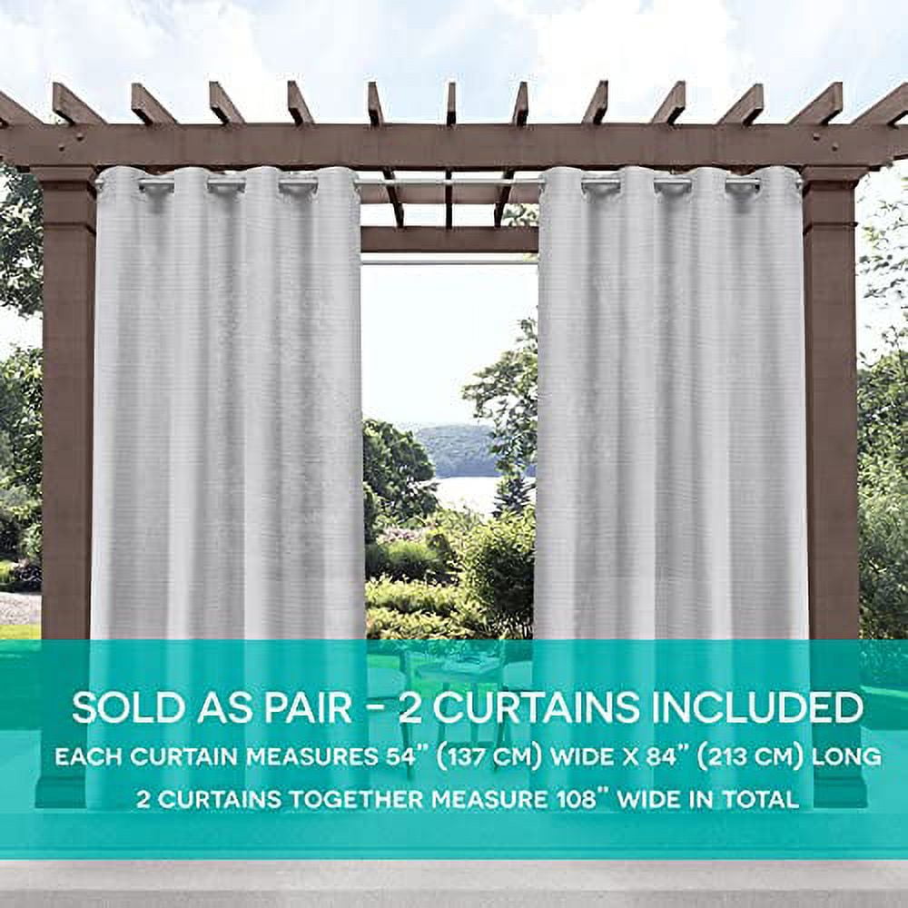 Exclusive Home Curtains Miami Semi-Sheer Textured Indoor/Outdoor Grommet Top Curtain Panel Pair, 54x84, Cloud Grey
