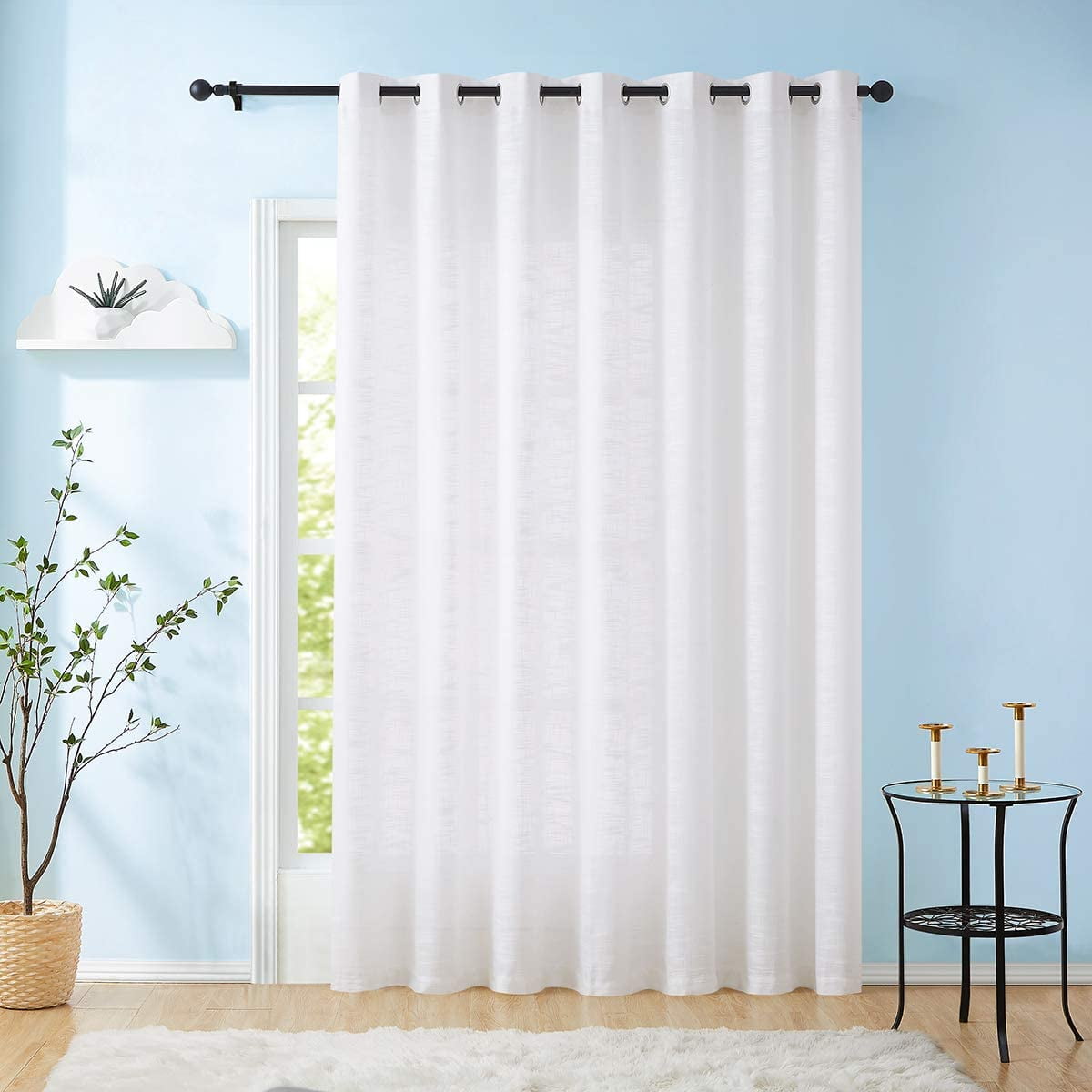 1pc Printed Blackout Window Curtains Bedroom Living Room White Lined Fabric 