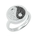 thumbnail image 2 of Sterling Silver with Natural Black Spinel and Genuine White Diamond Yin Yang Ring, 2 of 3
