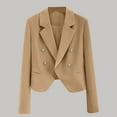 thumbnail image 2 of Blazers for Women Business Casual Long Sleeves Notched Lapel Button Work Office Blazer Suit Jackets with Pockets Khaki Medium, 2 of 3