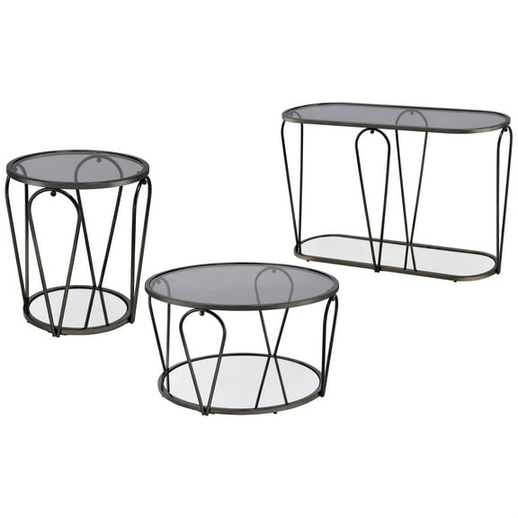 Furniture of America Miffa Contemporary Metal 3-Piece Coffee Table Set in Black