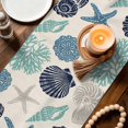 thumbnail image 3 of Navy Blue Coastal Table Runner 90 Inches, Starfish Shell Coral Summer Beach Rustic Bed Runner Dresser Scarves Tabletop for Indoor Outdoor Parties/Ceremony/Banquet, 13" x 90", 3 of 9