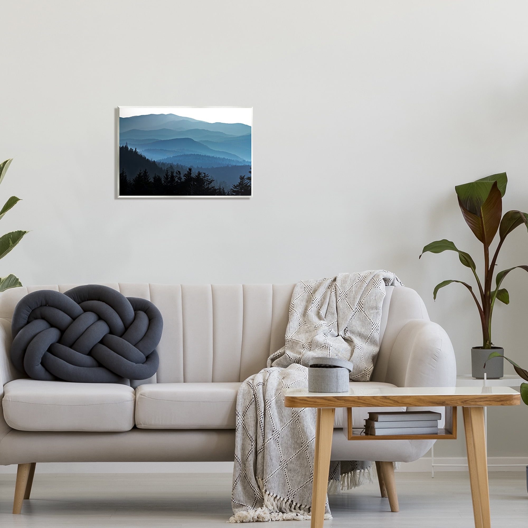 Stupell Blue Layered Mountain Peaks Landscape Photography Wall Plaque Unframed Art Print Wall Art