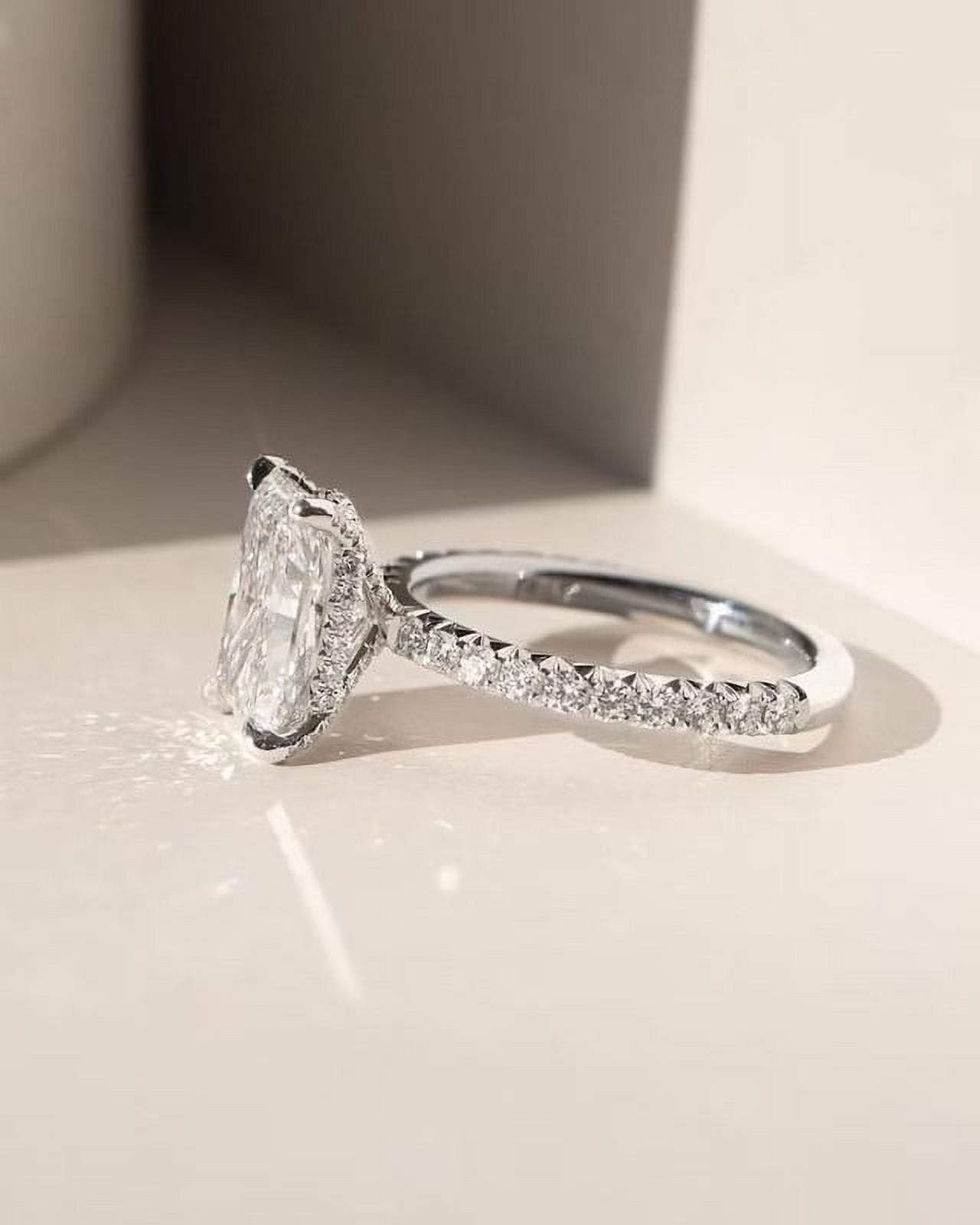 Cora Jewellery 2.5CT Radiant Moissanite Hidden Halo Engagement Ring For Women, 14K Yellow Gold