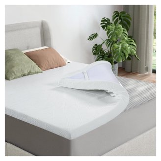 California King Mattress Topper Cover - Zippered, Fits 3" Toppers, Bamboo Fabric, Non-Slip Straps