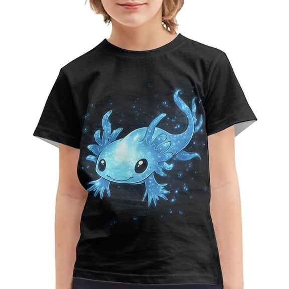 OOOUM Kids Breathable Graphic Tee Crewneck Loose Fit Short Sleeve Shirt Top All Season Fashionable Casual T Shirts For Boys Girls Black 4-5 Years