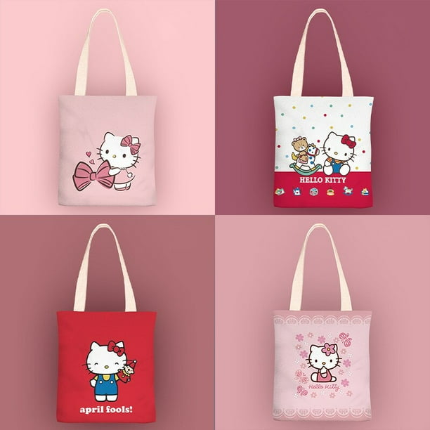 Bolsos de hombro de Hello Kitty para mujer bolso de lona impermeable con dibujos animados Sanrio con bolsillo interior con cremallera regalo de cumpleanos para ninas novedad de 2023 Walmart en linea