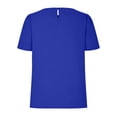 thumbnail image 6 of Tops for Women Crewneck Solid Color Pleated Puff Sleeve T-shirt Ladies Beach Blouse Tunic Tops Women's Summer Clothes, 6 of 6