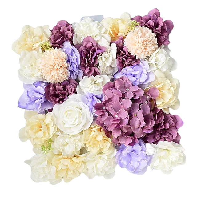 Panel de pared de flores artificiales de 38 cm x 38 cm, paneles decorativos de flores de seda románticos 02