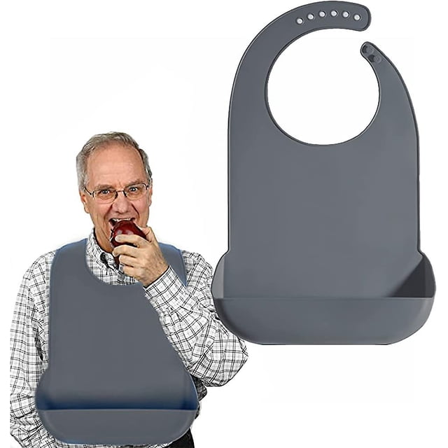 Babero Adulto Lavable De Silicona Con Protector De Ropa Impermeable De Bolsillo Sincero Hogar