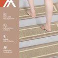 thumbnail image 3 of FloorHug 15pcs 28"X9" Non-Slip Stair Treads,Indoor Carpet Stair Runners Set for Wooden Steps,100% Polyester TPE Backing Stair Rugs Safety Mats for Dogs, Kids & Elders,Square Pattern,Beige, 3 of 8