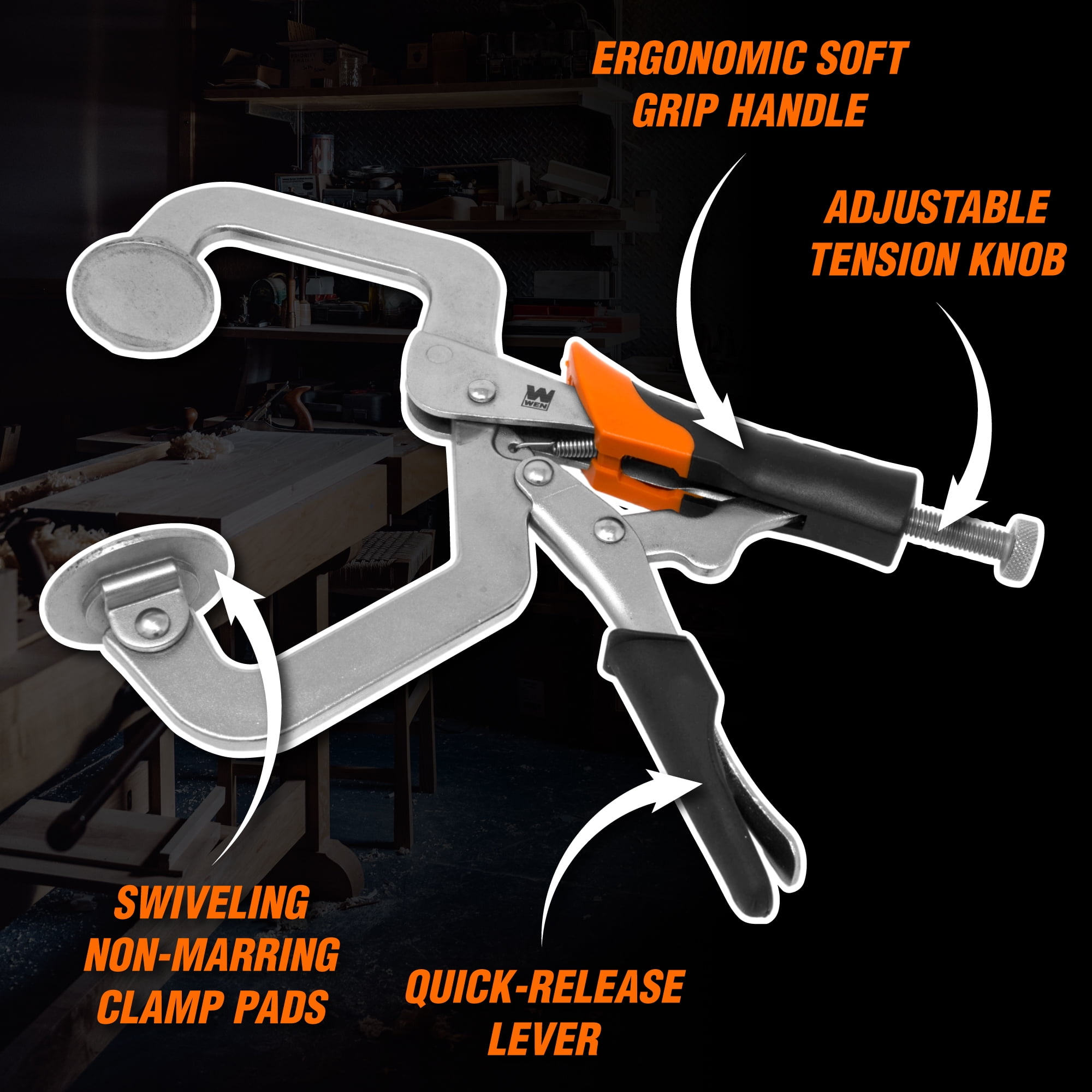 WEN 3-Inch Face Clamp for Woodworking and Pocket Hole Joinery