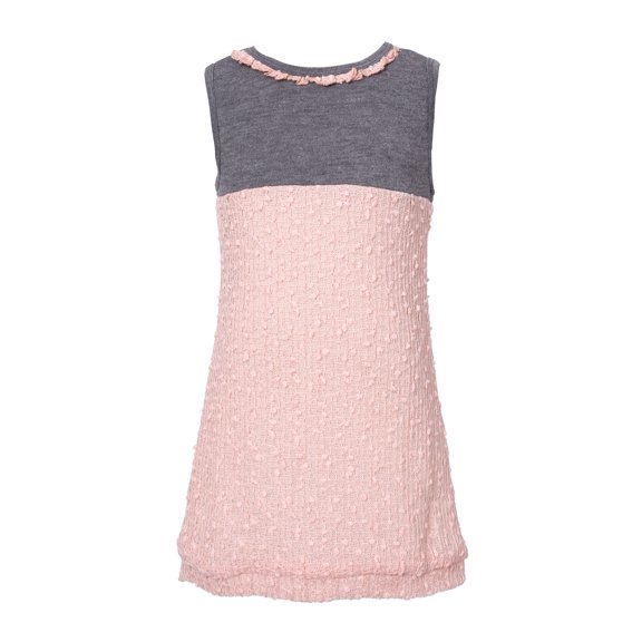 Richie House Little Girls Light Grey Pink Knit Sundress 7