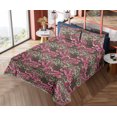 thumbnail image 4 of Ambesonne Tropical Fitted & Flat Sheet with Shams 4 Pcs Set, Leaves Pinkish Flowers Art, King, Mauve Taupe and Olive Green, 4 of 5
