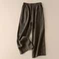 thumbnail image 4 of Outfmvch Womens Linen Pants Cropped Linen Pants Women Capri Baggy Wide Leg Women's Culottes Long Lounge Pant Wide Leg Linen Pants Gaucho Pant Gauchos for Women Beach Linen Trousers Army Green M-3XL, 4 of 4