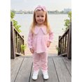 thumbnail image 5 of Cjfdfy Toddler Baby Girl Plaid Fall Outfits Long Sleeve Doll Collar Tops Elastic Pants Headband Three-piece Set Infant Fall Winter Outfit Long Sleeve Lacee Tops And Flare Pant, 5 of 9