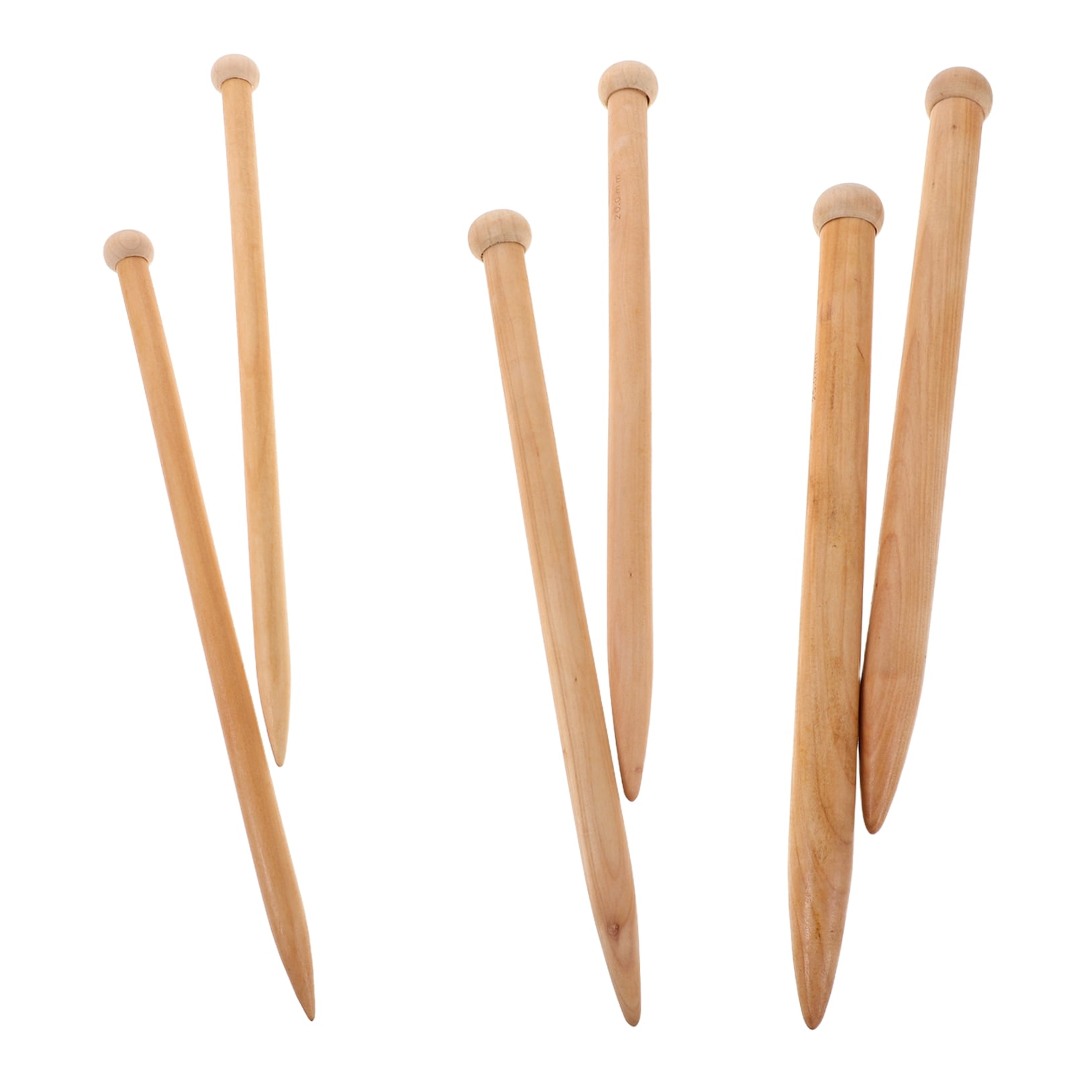 Amosfun 6-Piece Ergonomic Wooden Knitting Needles Set for Handmade Blankets and Crafts