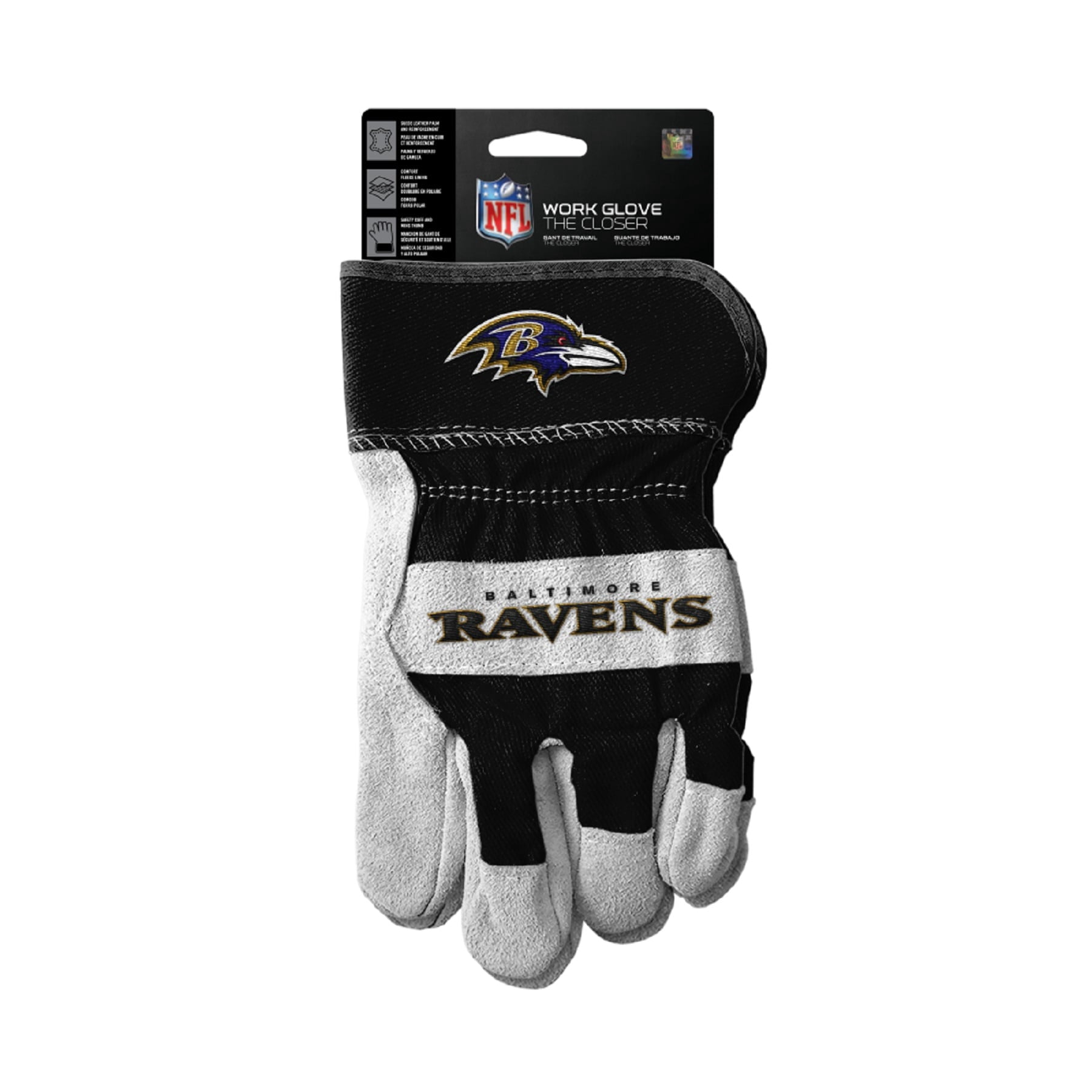 Sports Vault - NFL "The Closer" Work Gloves, Baltimore Ravens