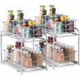 thumbnail image 2 of MOOACE 2 Pack Stackable 2 Tier Under Sink Cabinet Organizer with Sliding Storage Drawer, Pull Out Basket Organizer for Pantry, Under The Sink, Bathroom, Kitchen, Silver, 2 of 8