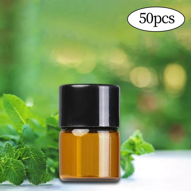 pitrice 50x Refillable Glass Bottles Durable Mini for Fragrance Samples 1ml Hole Plug