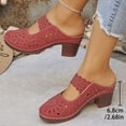 thumbnail image 6 of Dakaela Clogs for Women Closed Toe Chunky Heels Mules Cutout Hollow Slip on Slides Loafer Shoes Arch Support Summer Heeled Sandals Red 7.5, 6 of 9