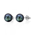 thumbnail image 1 of 14K Gold Screw Back 7.0-7.5mm Black Akoya Cultured Pearl Stud Earrings - AA+ Quality, 1 of 6