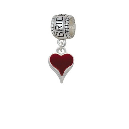 Small Long Maroon Heart - Bridesmaid Charm Bead