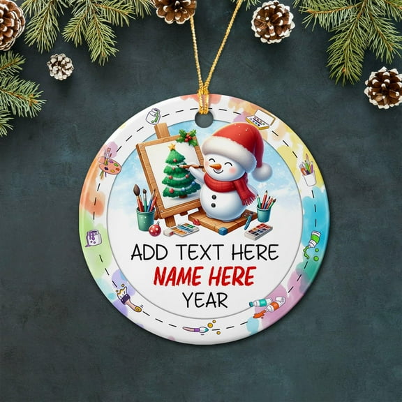 Artist Painter Ceramic Christmas 2025 Ornament, Personalized Xmas Tree Keepsake Gift, Custom Text Year & Name, Perfect for Christmas, Birthday