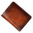 thumbnail image 3 of Monedero de piel auténtica de gran capacidad con múltiples ranuras para tarjetas en color marrón amarillento, estilo retro, con tres pliegues, 3 of 8