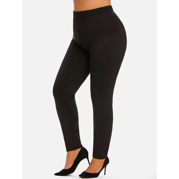 Leggings Interior Flocado Tamaño Plus Rosegal Leggings de talla grande