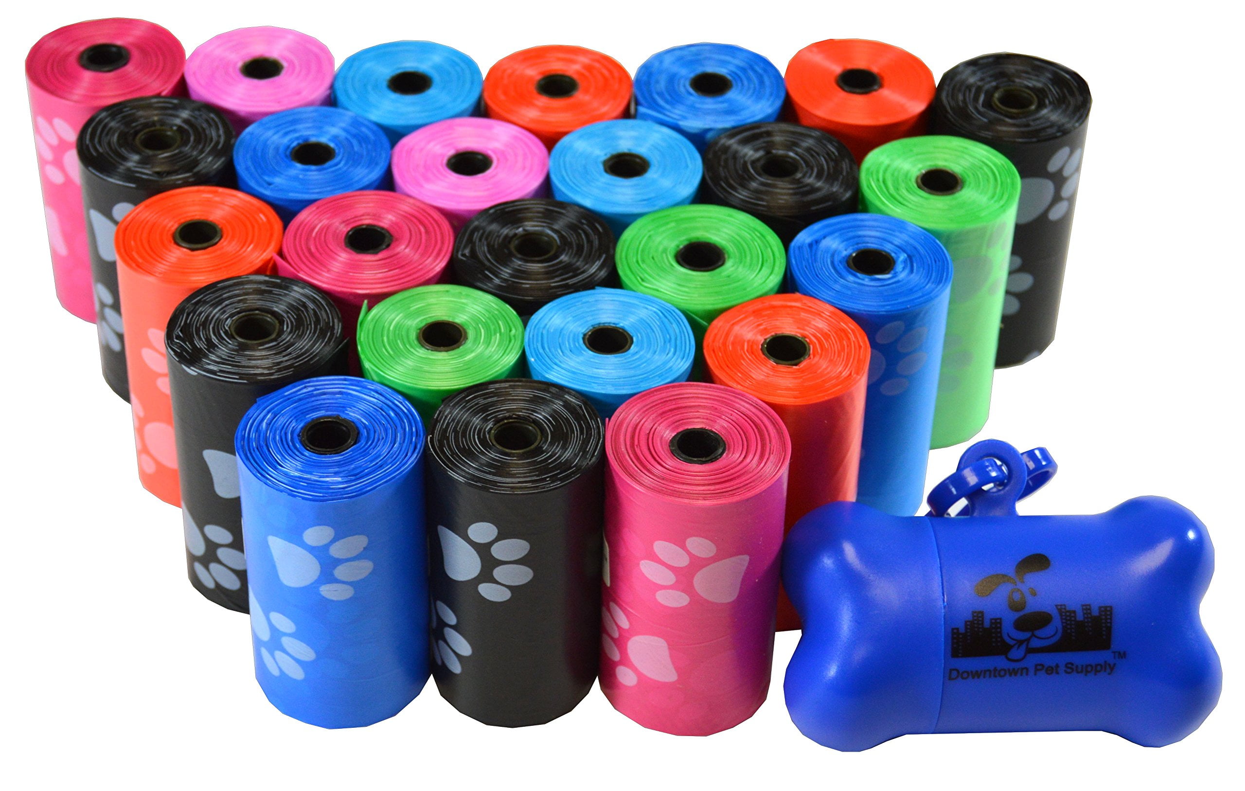 Pet Waste Bags, Dog Waste Bags, Bulk Poop Bags on a roll, Clean up poop bag refills + FREE Bone
