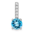 thumbnail image 1 of Diamond2Deal 14K White Gold Round Blue Topaz and Diamond Pendant for Women (L- 0.69 inch, W- 0.28 inch), 1 of 6