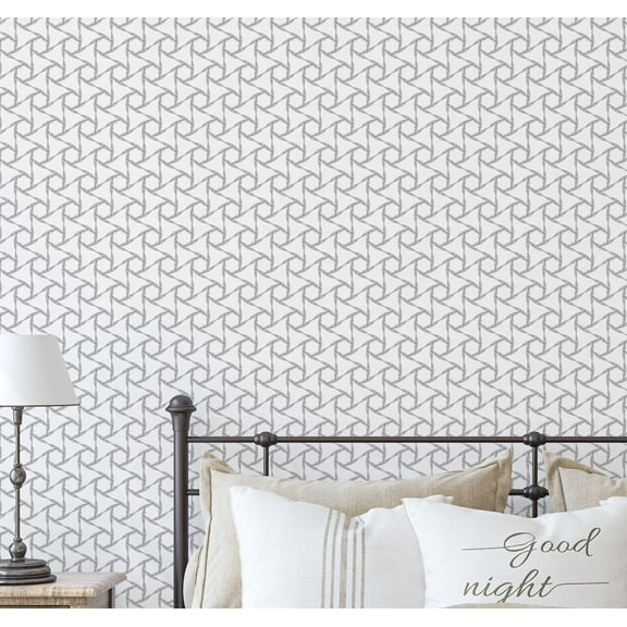 S4Sassy Geometric Knot Pattern Wallpaper Gray Walls Covering, 25" x 120" Self-Adhesive Vinyl Wall Paper, Decorative Wallwrap, Easy DIY Wall Covering For Bedroom, Living Room, Living Space