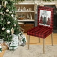 thumbnail image 3 of 4PCS Christmas Dining Chair Covers,Red Buffalo Plaid Trees Stretch Removable Washable Slipcover Chair Protector for Dining Room Home Decor, 3 of 6
