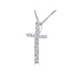 thumbnail image 2 of 3/8ct Real Diamond Cross Pendant 14k White Gold Necklace, 2 of 2