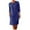 Dark Blue, variant on Mchoice Cotton and Linen Dresses for Women 2025 Fashion Round-Neck Knee Length Skirts Pockets Button Solid Color Long Sleeve Mid Dress